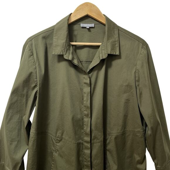 Habitat Womens The One Hidden Placket Button Up Shirt Size XL Green 3/4 Sleeve - Picture 3 of 8